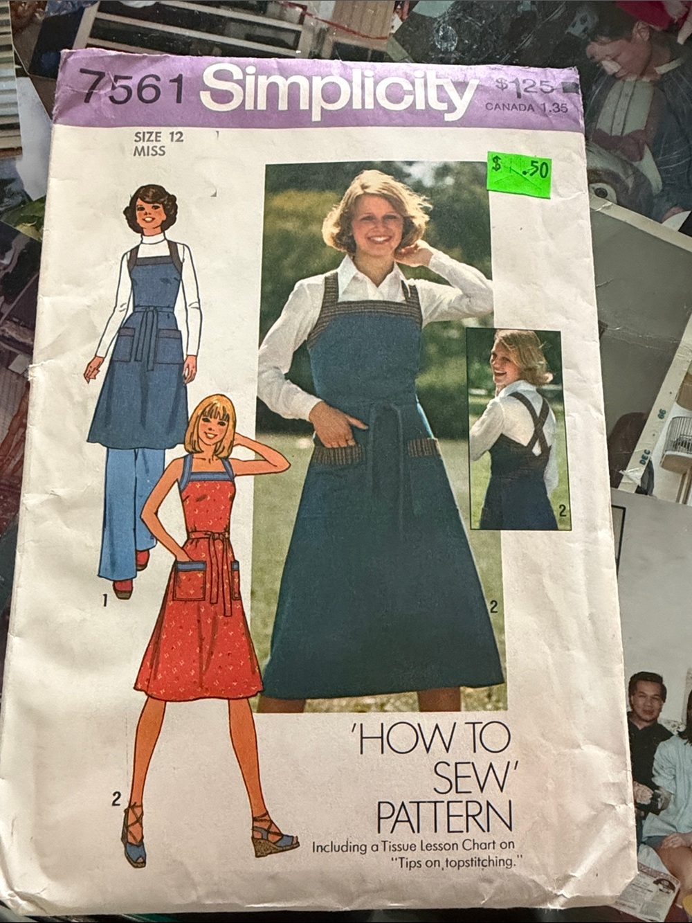 Simplicity Misses Apron Dress Pattern in Blue and Purple Accents